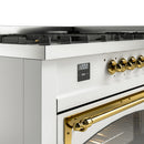 ILVE 60-Inch Nostalgie II Noblesse Natural Gas Dual Fuel Range   in White with Brass Trim (UN60FNMPWHG)