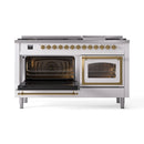 ILVE 60-Inch Nostalgie II Noblesse Natural Gas Dual Fuel Range   in White with Brass Trim (UN60FNMPWHG)