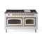 ILVE 60-Inch Nostalgie II Noblesse Dual Fuel Range with 9 Sealed Burners, Griddle, Triple Glass Door Oven in White with Brass Trim (UN60FNMPWHG)