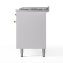 ILVE 60-Inch Nostalgie II Dual Fuel Range with 9 Burners, Griddle and Triple Glass Door Oven in White with Brass Trim (UP60FNMPWHG)