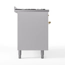 ILVE 60-Inch Nostalgie II Dual Fuel Range with 9 Burners, Griddle and Triple Glass Door Oven in White with Brass Trim (UP60FNMPWHG)