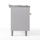ILVE 60-Inch Nostalgie II Propane Gas Dual Fuel Range with 9 Burners, Griddle and Triple Glass Door Oven in White with Brass Trim (UP60FNMPWHGLP)
