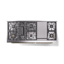 ILVE 60-Inch Nostalgie II Dual Fuel Range with 9 Burners, Griddle and Triple Glass Door Oven in White with Brass Trim (UP60FNMPWHG)