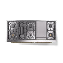 ILVE 60-Inch Nostalgie II Propane Gas Dual Fuel Range with 9 Burners, Griddle and Triple Glass Door Oven in White with Brass Trim (UP60FNMPWHGLP)