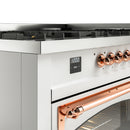 ILVE 60-Inch Nostalgie II Noblesse Natural Gas Dual Fuel Range   in White with Copper Trim (UN60FNMPWHP)