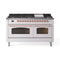 ILVE 60-Inch Nostalgie II Propane Gas Dual Fuel Range with 9 Burners, Griddle and Triple Glass Door Oven in White with Copper Trim (UP60FNMPWHPLP)