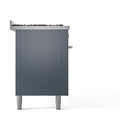 ILVE 60-inch Professional Plus II Propane Gas Dual Fuel Range with 9 Burners, Griddle, and Solid Door Oven in Blue Grey (UP60FQMPBGLP)