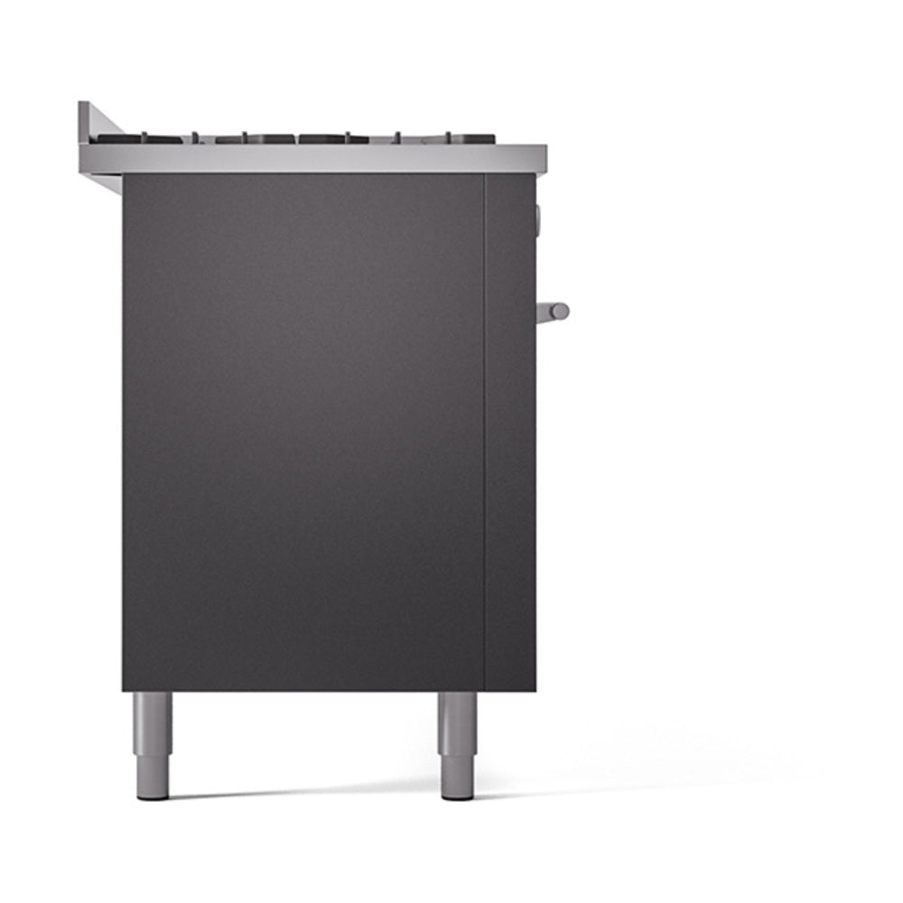 Matte graphite solid door oven side panel with handle and adjustable feet