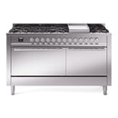 ILVE 60-inch Professional Plus II Propane Gas Dual Fuel Range with 9 Burners, Griddle, and Solid Door Oven in Stainless Steel (UP60FQMPSSLP)