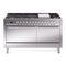 ILVE 60-inch Professional Plus II Natural Gas Dual Fuel Range with 9 Burners, Griddle, and Solid Door Oven in Stainless Steel (UP60FQMPSS)
