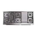 ILVE 60-Inch Nostalgie II Natural Gas Dual Fuel Range with 9 Burners, Griddle and Solid Door Oven in Antique White with Bronze Trim (UP60FQNMPAWB)