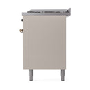 ILVE 60-Inch Nostalgie II Natural Gas Dual Fuel Range with 9 Burners, Griddle and Solid Door Oven in Antique White with Bronze Trim (UP60FQNMPAWB)