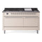ILVE 60-Inch Nostalgie II Propane Gas Dual Fuel Range with 9 Burners, Griddle and Solid Door Oven in Antique White with Chrome Trim (UP60FQNMPAWCLP)