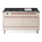 ILVE 60-Inch Nostalgie II Propane Gas Dual Fuel Range with 9 Burners, Griddle and Solid Door Oven in Antique White with Copper Trim (UP60FQNMPAWPLP)