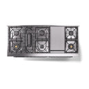 ILVE 60-Inch Nostalgie II Propane Gas Dual Fuel Range with 9 Burners, Griddle and Solid Door Oven in Blue Grey with Chrome Trim (UP60FQNMPBGCLP)