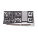 ILVE 60-Inch Nostalgie II Propane Gas Dual Fuel Range with 9 Burners, Griddle and Solid Door Oven in Blue Grey with Copper Trim (UP60FQNMPBGPLP)