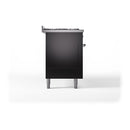 ILVE 60-Inch Nostalgie II Natural Gas Dual Fuel Range with 9 Burners, Griddle and Solid Door Oven in Glossy Black with Chrome Trim (UP60FQNMPBKC)