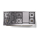 ILVE 60-Inch Nostalgie II Propane Gas Dual Fuel Range with 9 Burners, Griddle and Solid Door Oven in Glossy Black with Brass Trim (UP60FQNMPBKGLP)
