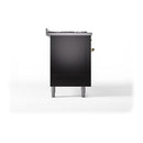 ILVE 60-Inch Nostalgie II Propane Gas Dual Fuel Range with 9 Burners, Griddle and Solid Door Oven in Glossy Black with Brass Trim (UP60FQNMPBKGLP)