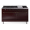ILVE 60-Inch Nostalgie II Propane Gas Dual Fuel Range with 9 Burners, Griddle and Solid Door Oven in Burgundy with Bronze Trim (UP60FQNMPBUBLP)