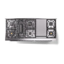 ILVE 60-Inch Nostalgie II Natural Gas Dual Fuel Range with 9 Burners, Griddle and Solid Door Oven in Burgundy with Chrome Trim (UP60FQNMPBUC)