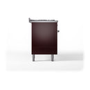 ILVE 60-Inch Nostalgie II Natural Gas Dual Fuel Range with 9 Burners, Griddle and Solid Door Oven in Burgundy with Chrome Trim (UP60FQNMPBUC)