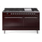 ILVE 60-Inch Nostalgie II Propane Gas Dual Fuel Range with 9 Burners, Griddle and Solid Door Oven in Burgundy with Chrome Trim (UP60FQNMPBUCLP)