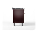 ILVE 60-Inch Nostalgie II Propane Gas Dual Fuel Range with 9 Burners, Griddle and Solid Door Oven in Burgundy with Brass Trim (UP60FQNMPBUGLP)