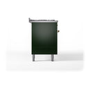 ILVE 60-Inch Nostalgie II Natural Gas Dual Fuel Range with 9 Burners, Griddle, and Solid Door Oven in Emerald Green with Brass Trim (UP60FQNMPEGG)