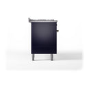 ILVE 60-Inch Nostalgie II Propane Gas Dual Fuel Range with 9 Burners, Griddle, and Solid Door Oven in Midnight Blue with Bronze Trim (UP60FQNMPMBBLP)