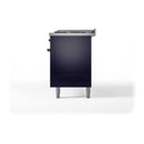 ILVE 60-Inch Nostalgie II Propane Gas Dual Fuel Range with 9 Burners, Griddle, and Solid Door Oven in Midnight Blue with Bronze Trim (UP60FQNMPMBBLP)