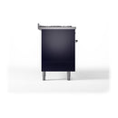 ILVE 60-Inch Nostalgie II Natural Gas Dual Fuel Range with 9 Burners, Griddle, and Solid Door Oven in Midnight Blue with Chrome Trim (UP60FQNMPMBC)