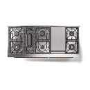 ILVE 60-Inch Nostalgie II Propane Gas Dual Fuel Range with 9 Burners, Griddle, and Solid Door Oven in Midnight Blue with Brass Trim (UP60FQNMPMBGLP)