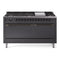 ILVE 60-Inch Nostalgie II Natural Gas Dual Fuel Range with 9 Burners, Griddle, and Solid Door Oven in Matte Graphite with Bronze Trim (UP60FQNMPMGB)