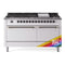 ILVE 60-Inch Nostalgie II Natural Gas Dual Fuel Range with 9 Burners, Griddle, and Solid Door Oven in Custom RAL in Bronze Trim (UP60FQNMPRAB)
