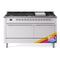 ILVE 60-Inch Nostalgie II Natural Gas Dual Fuel Range with 9 Burners, Griddle, and Solid Door Oven in Custom RAL with Chrome Trim (UP60FQNMPRAC)
