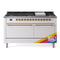 ILVE 60-Inch Nostalgie II Natural Gas Dual Fuel Range with 9 Burners, Griddle, and Solid Door Oven in Custom RAL in Brass Trim (UP60FQNMPRAG)