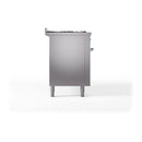 ILVE 60-Inch Nostalgie II Natural Gas Dual Fuel Range with 9 Burners, Griddle, and Solid Door Oven in Stainless Steel with Chrome Trim (UP60FQNMPSSC)