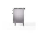 ILVE 60-Inch Nostalgie II Propane Gas Dual Fuel Range with 9 Burners, Griddle, and Solid Door Oven in Stainless Steel with Brass Trim (UP60FQNMPSSGLP)