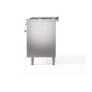 ILVE 60-Inch Nostalgie II Propane Gas Dual Fuel Range with 9 Burners, Griddle, and Solid Door Oven in Stainless Steel with Copper Trim (UP60FQNMPSSPLP)