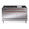ILVE 60-Inch Nostalgie II Propane Gas Dual Fuel Range with 9 Burners, Griddle, and Solid Door Oven in Stainless Steel with Copper Trim (UP60FQNMPSSPLP)