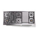 ILVE 60-Inch Nostalgie II Propane Gas Dual Fuel Range with 9 Burners, Griddle, and Solid Door Oven in White with Bronze Trim (UP60FQNMPWHBLP)