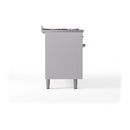 ILVE 60-Inch Nostalgie II Propane Gas Dual Fuel Range with 9 Burners, Griddle, and Solid Door Oven in White with Bronze Trim (UP60FQNMPWHBLP)