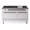 ILVE 60-Inch Nostalgie II Propane Gas Dual Fuel Range with 9 Burners, Griddle, and Solid Door Oven in White with Bronze Trim (UP60FQNMPWHBLP)