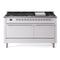 ILVE 60-Inch Nostalgie II Propane Gas Dual Fuel Range with 9 Burners, Griddle, and Solid Door Oven in White with Chrome Trim (UP60FQNMPWHCLP)