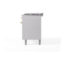 ILVE 60-Inch Nostalgie II Propane Gas Dual Fuel Range with 9 Burners, Griddle, and Solid Door Oven in White with Brass Trim (UP60FQNMPWHGLP)