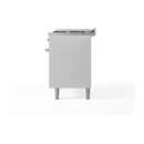 ILVE 60-Inch Nostalgie II Natural Gas Dual Fuel Range with 9 Burners, Griddle, and Solid Door Oven in White with Brass Trim (UP60FQNMPWHG)