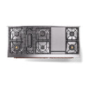 ILVE 60-Inch Nostalgie II Propane Gas Dual Fuel Range with 9 Burners, Griddle, and Solid Door Oven in White with Copper Trim (UP60FQNMPWHPLP)