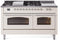ILVE Nostalgie II 60-Inch Propane Gas Dual Fuel Range with 7 Burners, Griddle, & French Top with Triple Glass Door Oven in Antique White with Chrome Trim (UP60FSNMPAWCLP)