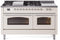 ILVE Nostalgie II 60-Inch Dual Fuel Freestanding Range in Antique White with Chrome Trim (UP60FSNMPAWC)